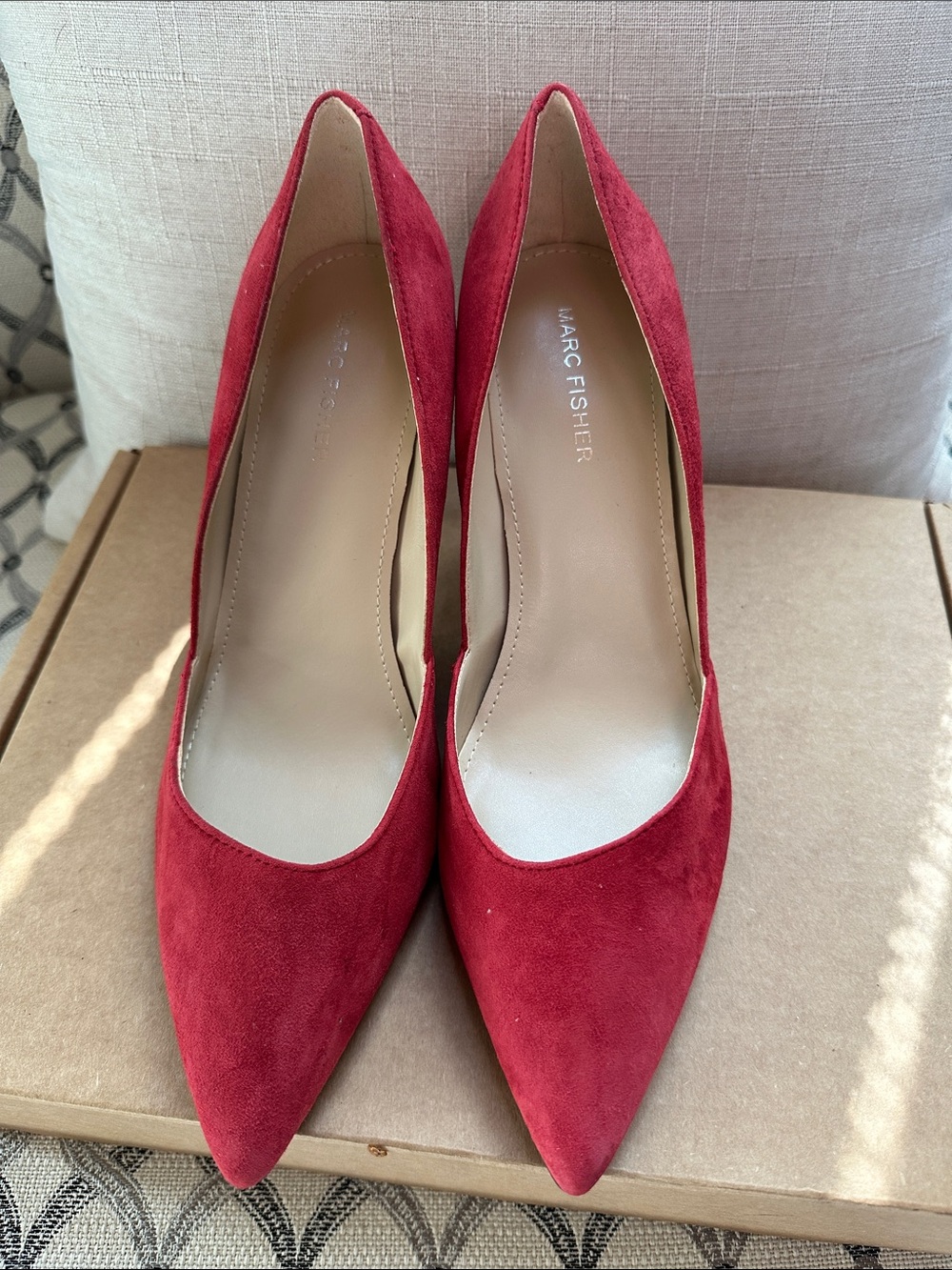Marc Fisher Red Suede Pointed-Toe Pumps
